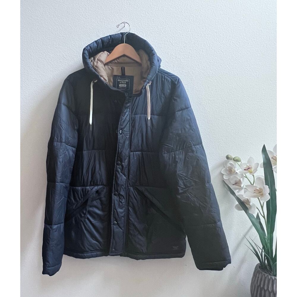 Abercrombie & Fitch Ultra Puffer‎ Insulated Waterproof Hooded Men's M Navy Blue
